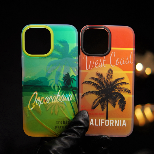 Artsy Sunset Coconut for Apple 14Pro Max Phone Case 13/Pro/Max Trendy Personalized Cover Iphone14pro Straight Edge Men and Women Couple New Soft Niche Apple 13