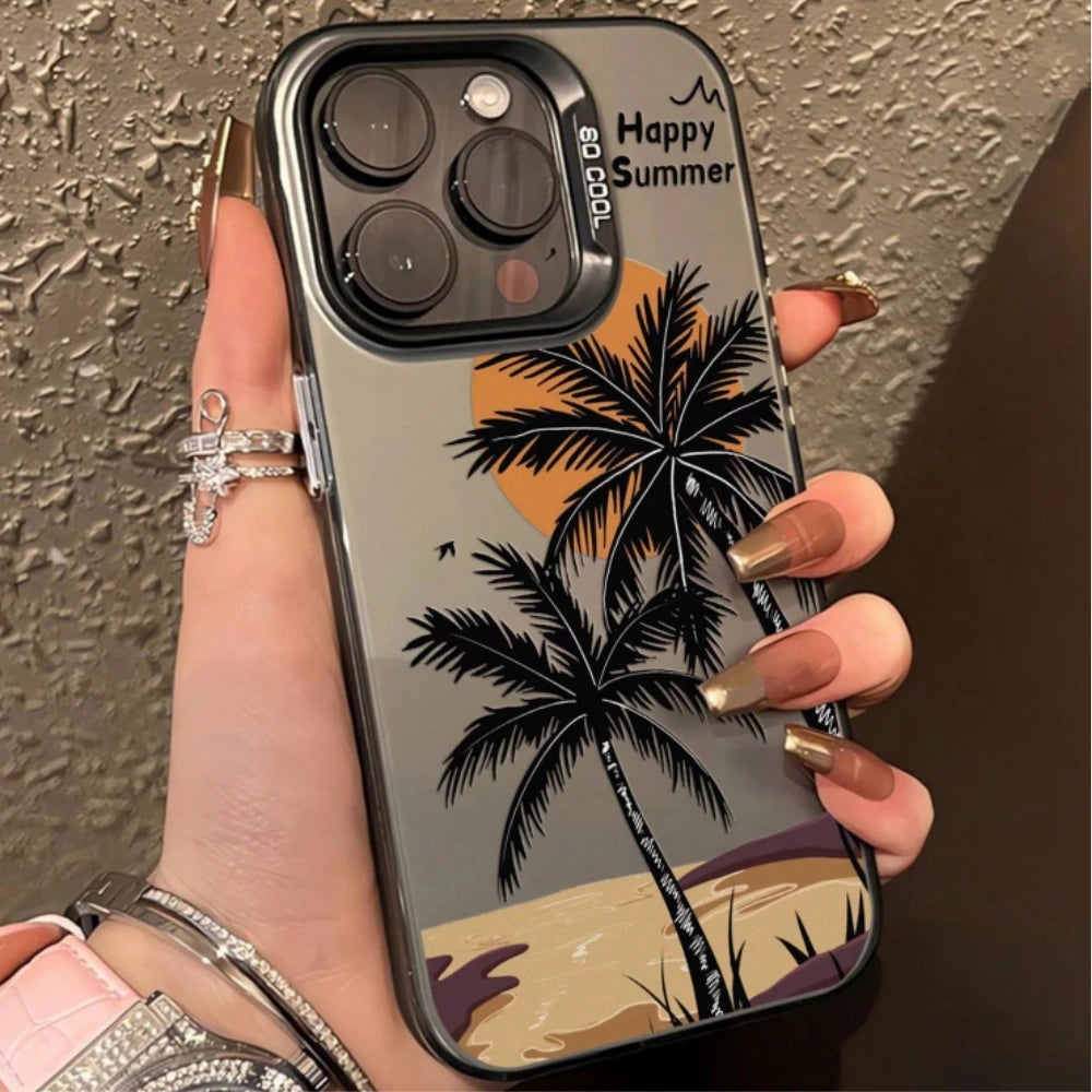 Fashionable Palm Tree Phone Case for Iphone 15 14 Promar 13 12 11 Pro 7 8 Plus XR XS MAX Stain Resistant Waterpoof